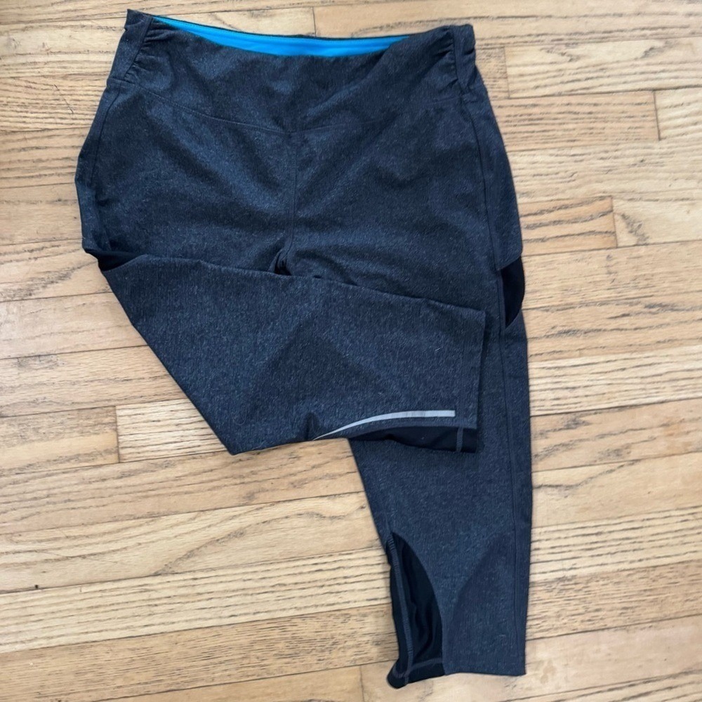Kyodan Pants Workout Capri Grey Turquoise Large Hiking Running Summer Activewear